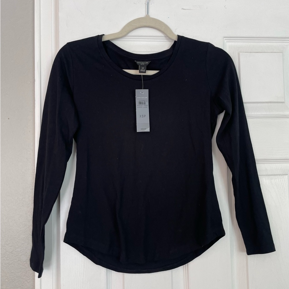 NWT Ann Taylor Black Long Sleeve Top
